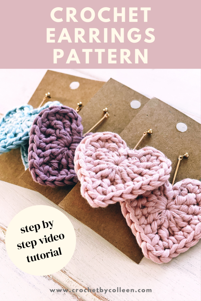 Crochet Heart Statement Earrings FREE Pattern and Video Tutorial
